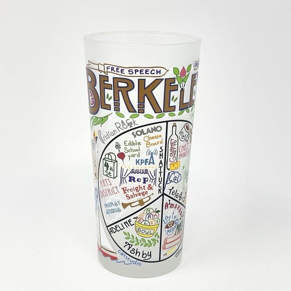 UC Berkeley Collegiate City Drinking Frosted Highball Glass Cat Studio 2017 - Picture 1 of 7